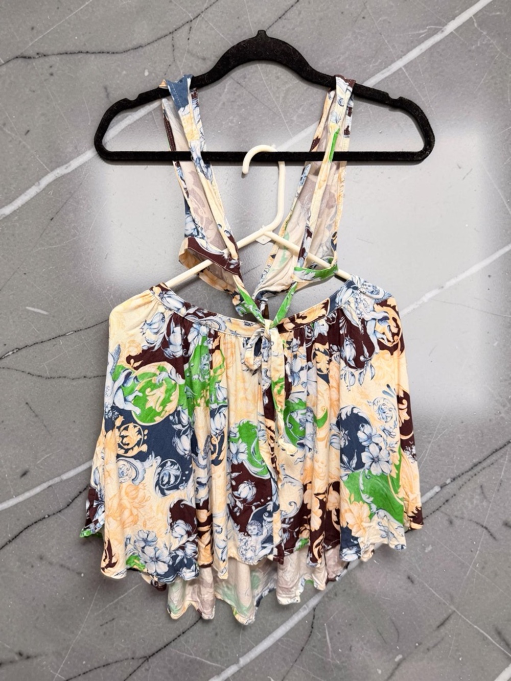 Agua Bendita Gillian Cardumen Mini Dress Cream Blue Boho Floral Cutout Size L - Picture 4 of 6